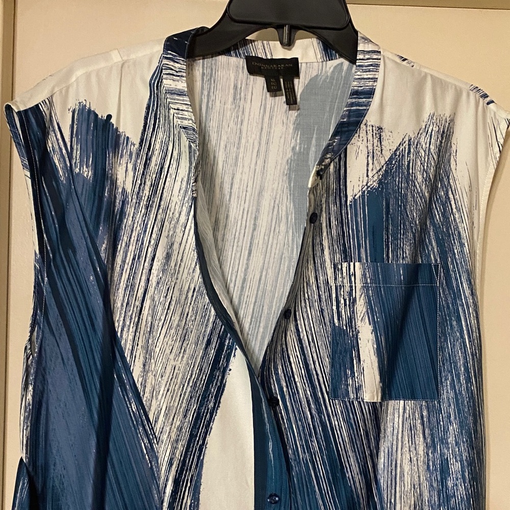 Donna Karan Blue and White Dress size XL - Picture 3 of 9